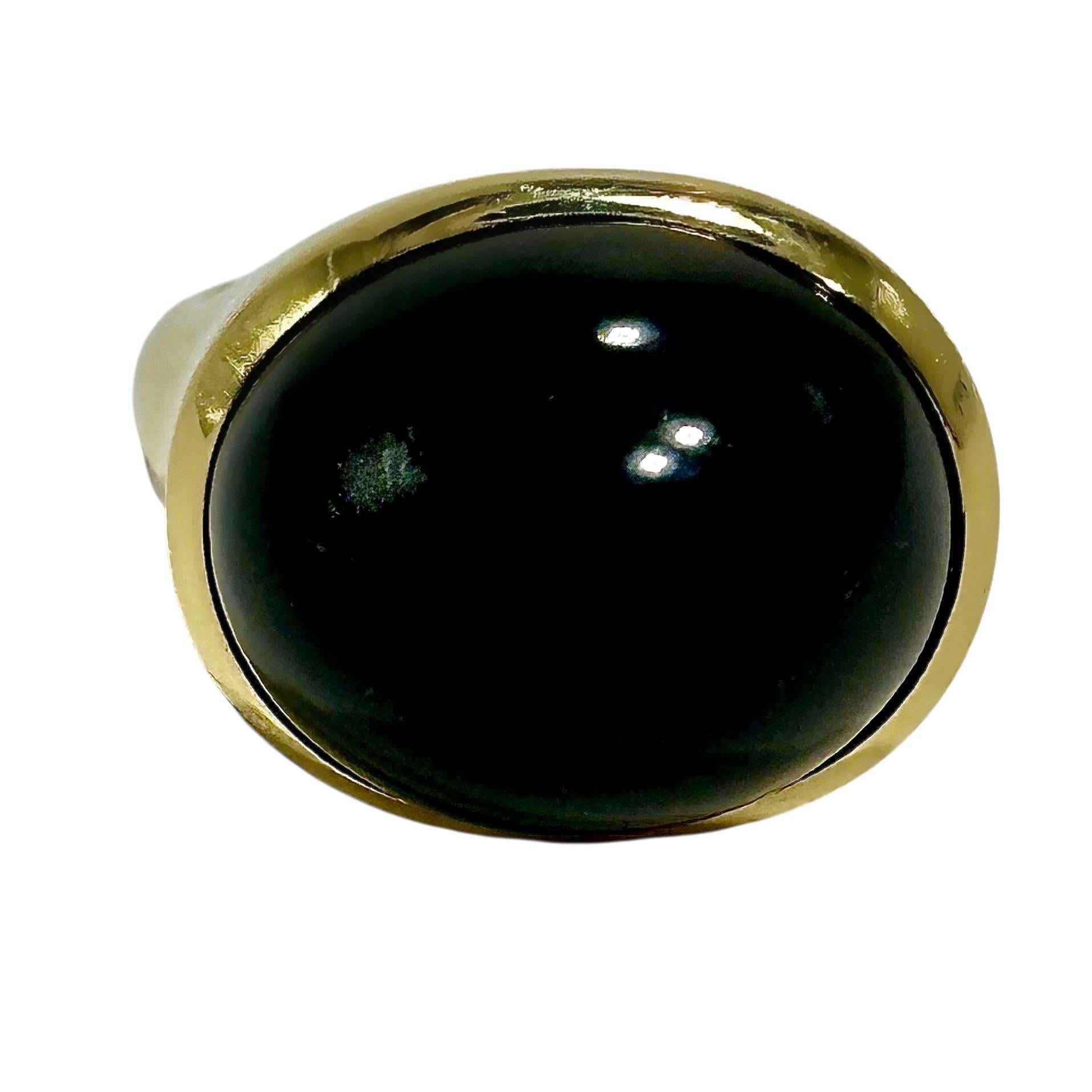 Tiffany & Co Elsa Peretti for Tiffany & Co.  Bague en or jaune sertie de jade noir mystique en vente 2