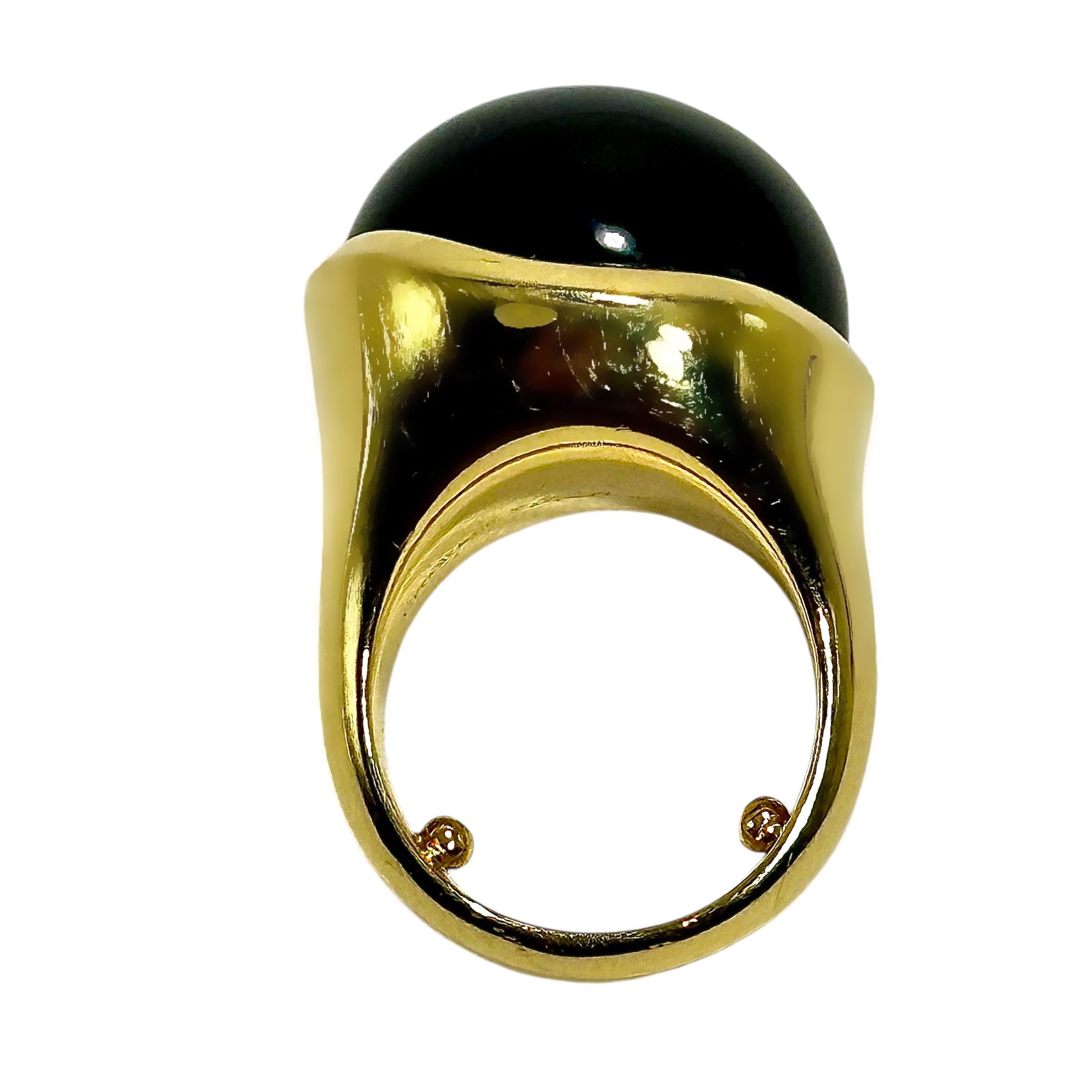 Tiffany & Co Elsa Peretti for Tiffany & Co.  Bague en or jaune sertie de jade noir mystique en vente 3