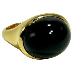 Tiffany & Co Elsa Peretti  Yellow Gold Ring set with Mystical Black Jade