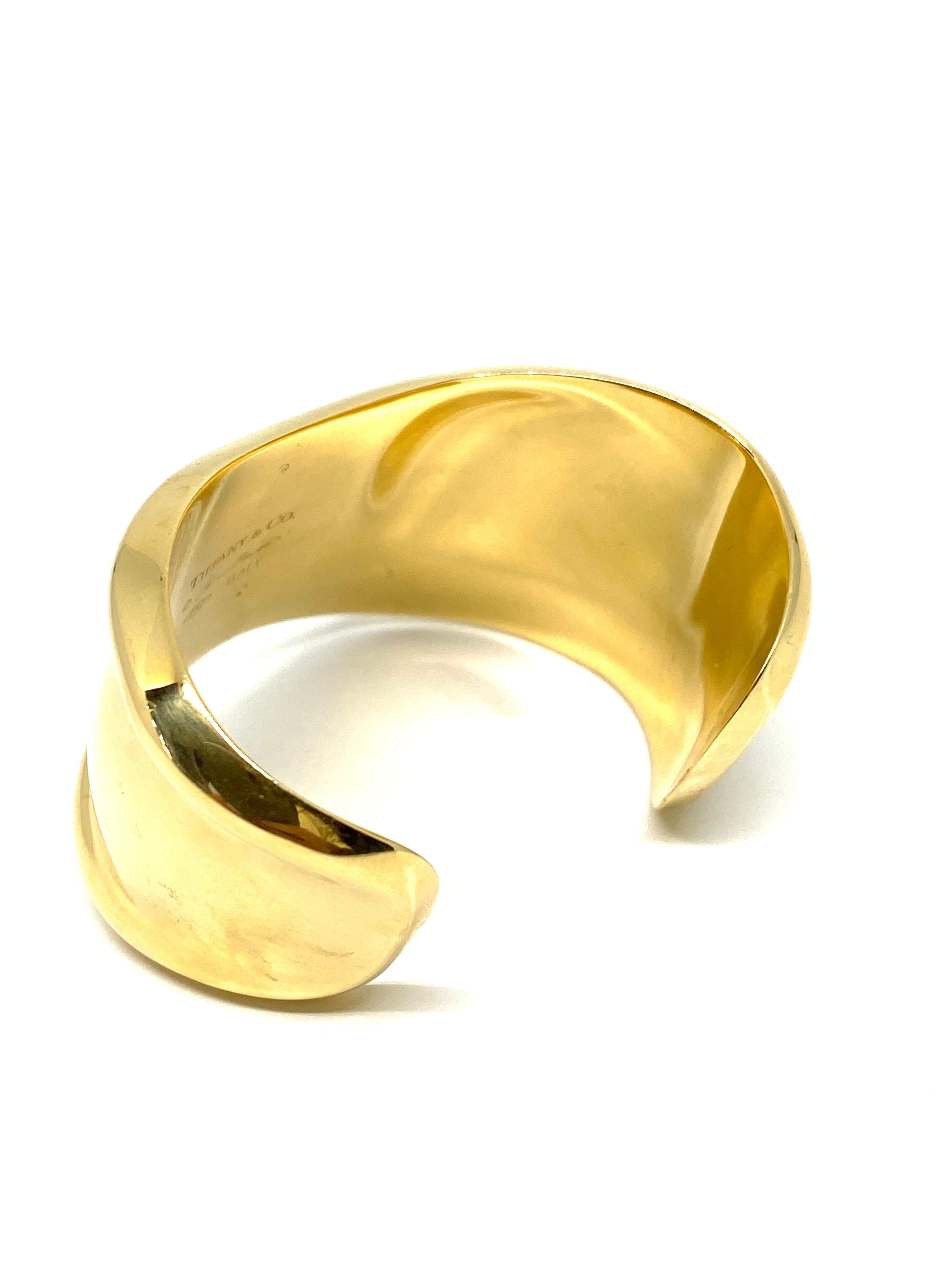 Modern Tiffany & Co. Elsa Peretti Yellow Gold Small Bone Cuff Bangle Bracelet