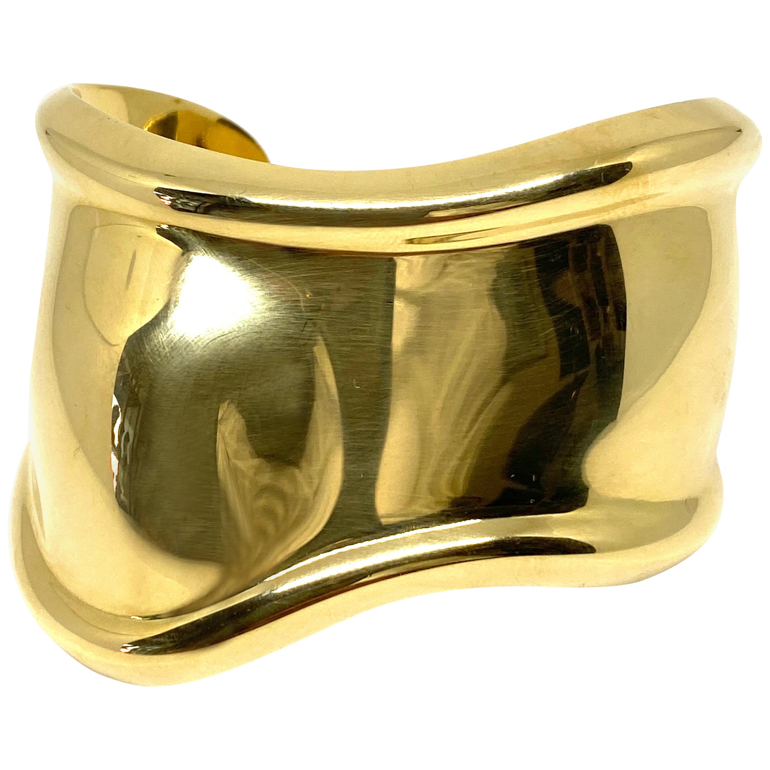 Tiffany & Co. Elsa Peretti Yellow Gold Small Bone Cuff Bangle Bracelet 