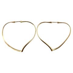 TIFFANY & CO. ELSA PERRETI 18k Yellow Gold Heart Hoop Earrings Large 1970s