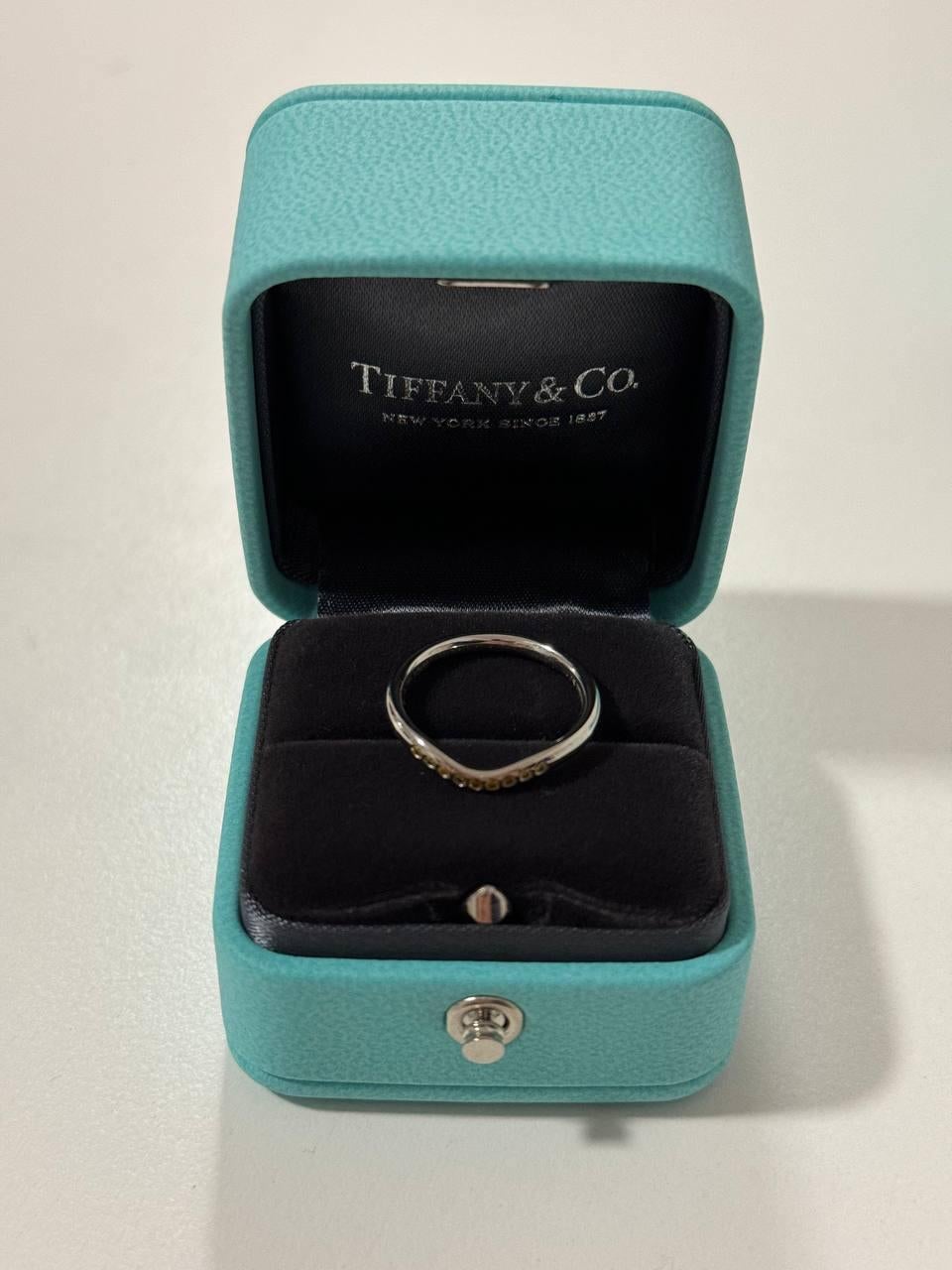 Modern Tiffany Co Elsa Perreti Curved band wave ring with yellow diamonds , size 6