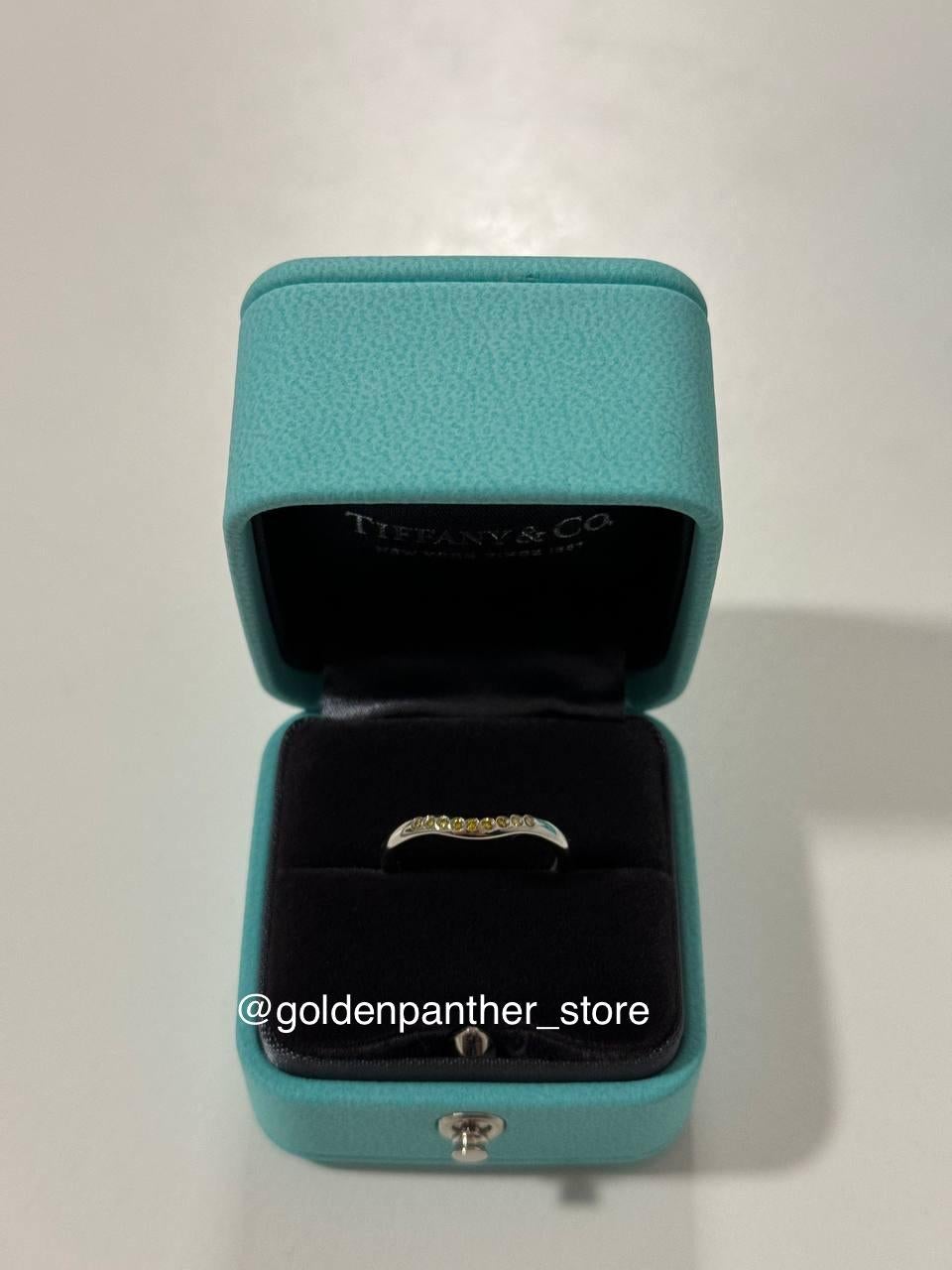Brilliant Cut Tiffany Co Elsa Perreti Curved band wave ring with yellow diamonds , size 6