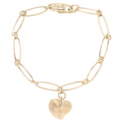 Tiffany & Co. Elsa Perreti Link Bracelet, 18k Yellow Gold, Heart Pendant, 7.5 In