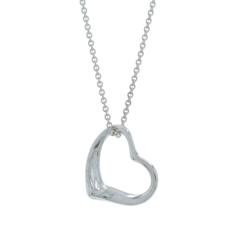 Brand: Tiffany 
Co.
Collection: Elsa Perreti

Metal Content: Sterling Silver

Chain Style: Cable
Necklace Style: Chain
Fastening Type: Spring Ring Clasp
Theme: Love

Measurements

Item 1: Pendant
Tall (from stationary bail): 23/32