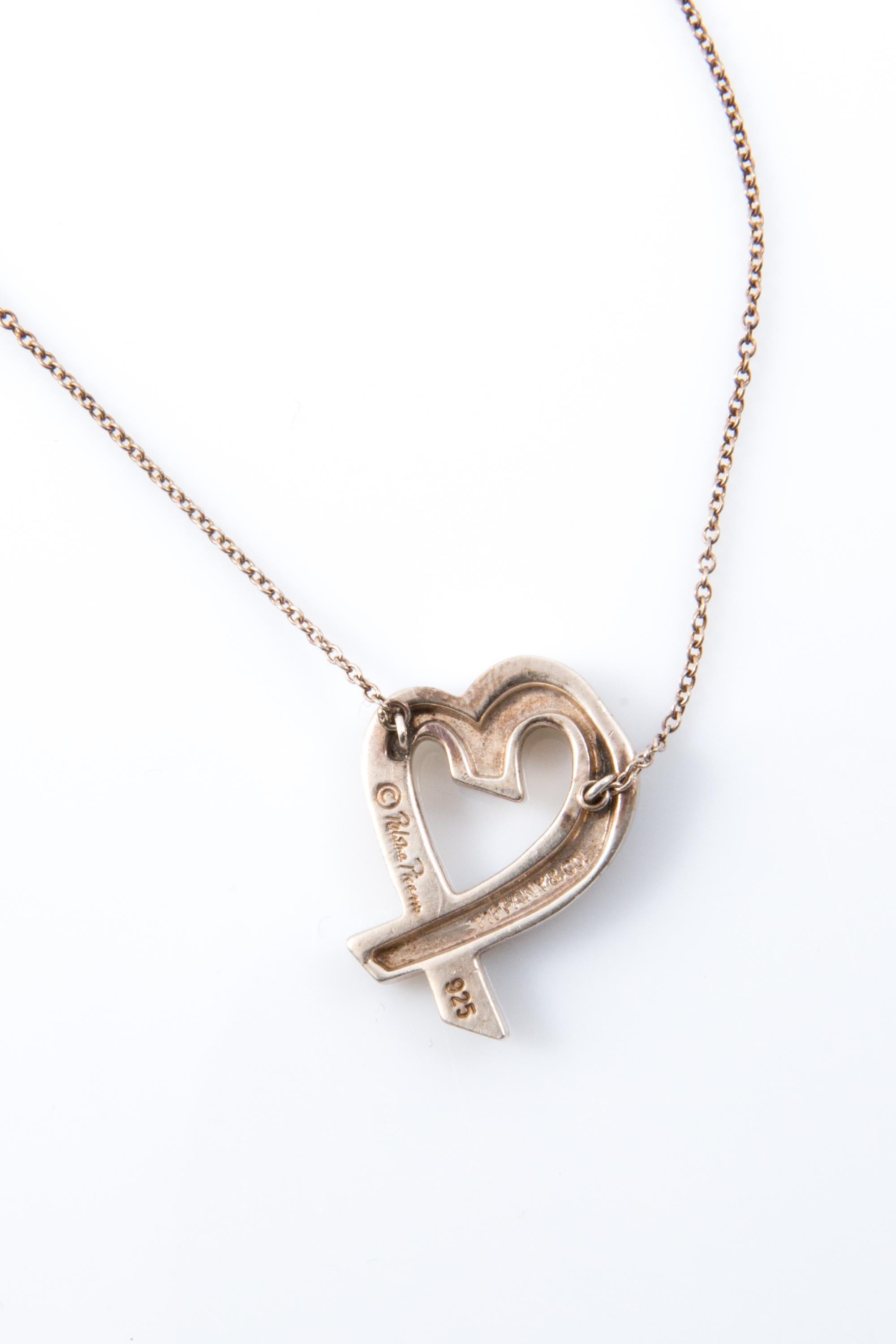 Donna Tiffany & Co. & Elsa Perretti Collana con ciondolo a forma di cuore in argento in vendita