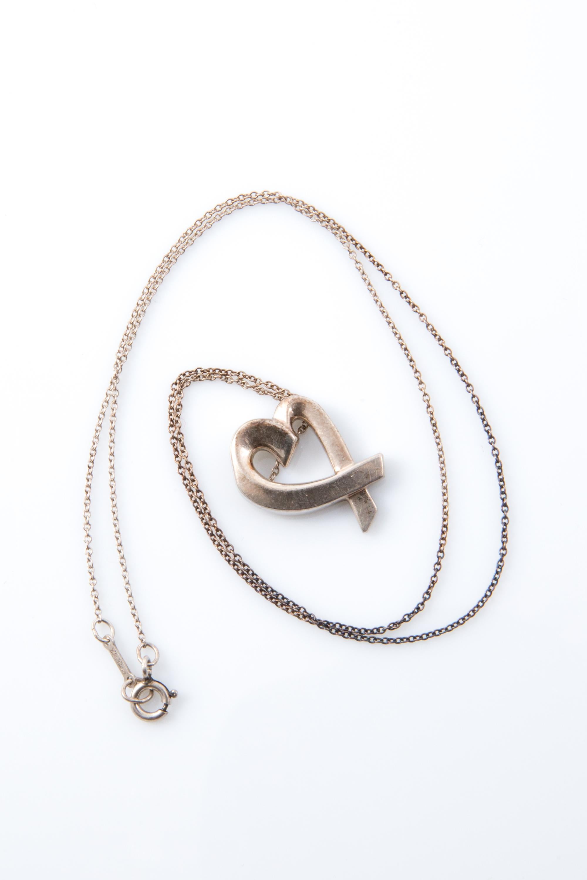Tiffany & Co. & Elsa Perretti Collana con ciondolo a forma di cuore in argento in vendita 1