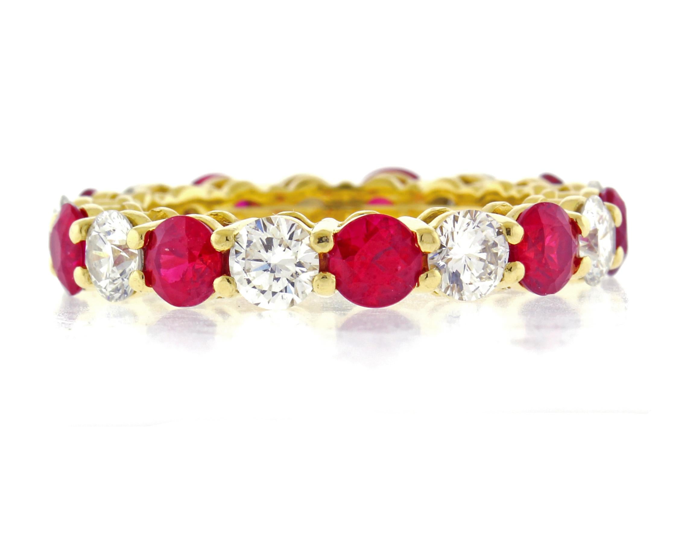 Round Cut Tiffany & Co. Embrace 3.5mm  Ruby and Diamond Full Circle Band Rings For Sale