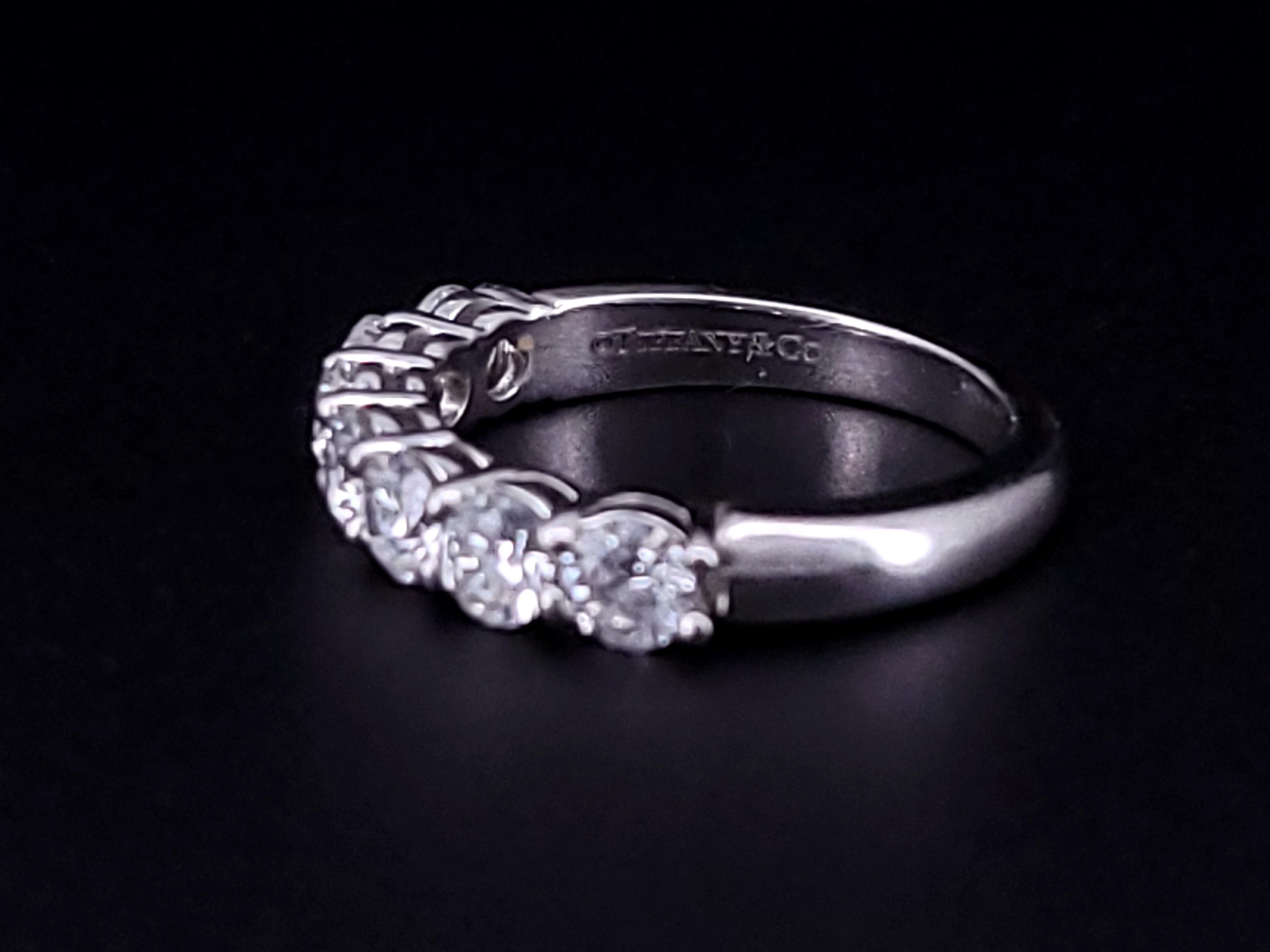 Women's or Men's Tiffany & Co. Embrace 7 Stone Diamond Wedding Anniversary Band Size 7 For Sale