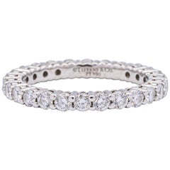 Tiffany & Co. Platinum Embrace Full Eternity Ring .80 Carat E-F VS 2.2mm Size 4