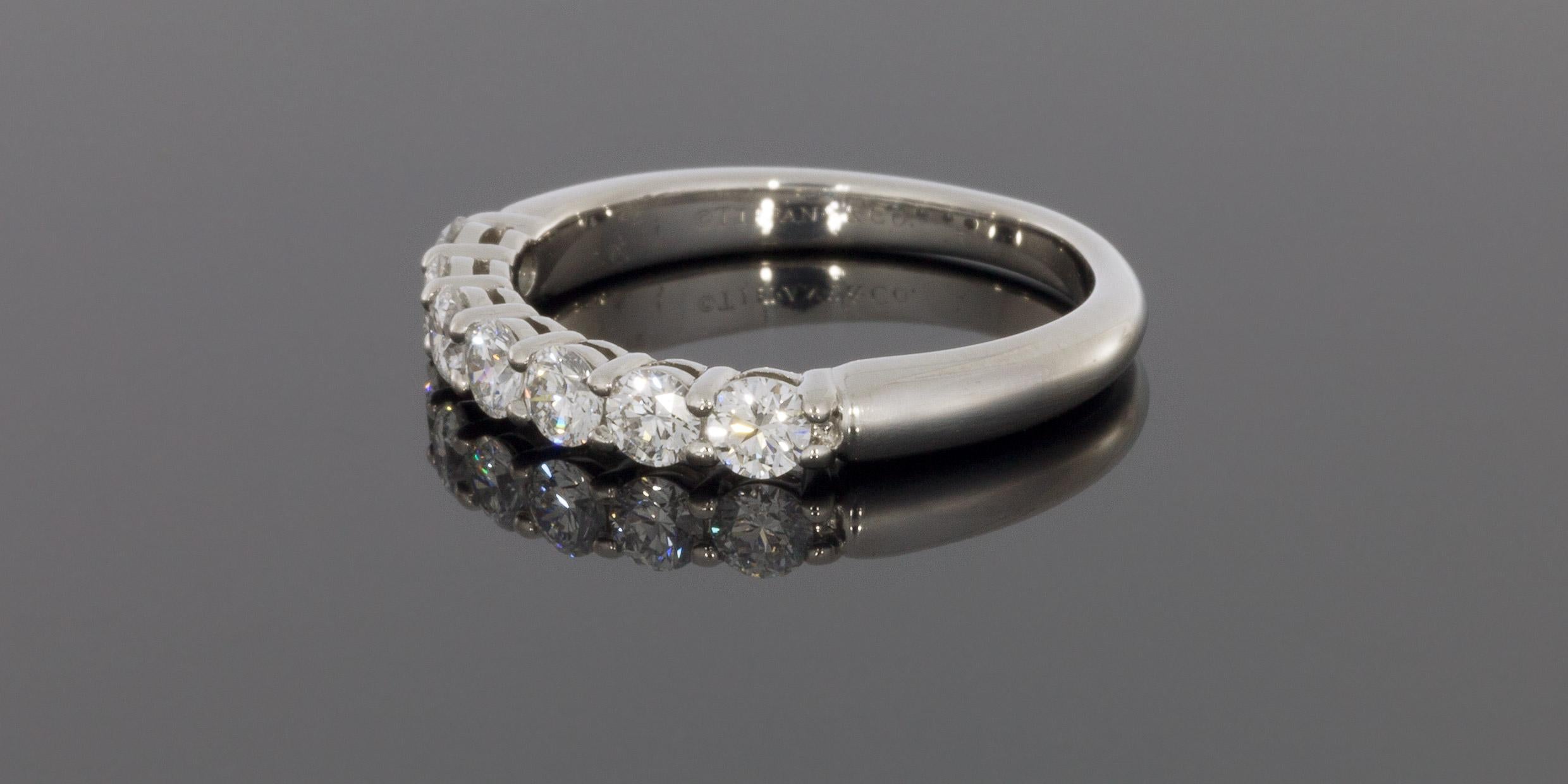 Round Cut Tiffany & Co. Embrace Platinum 0.57 Carat Round Diamond Wedding Band