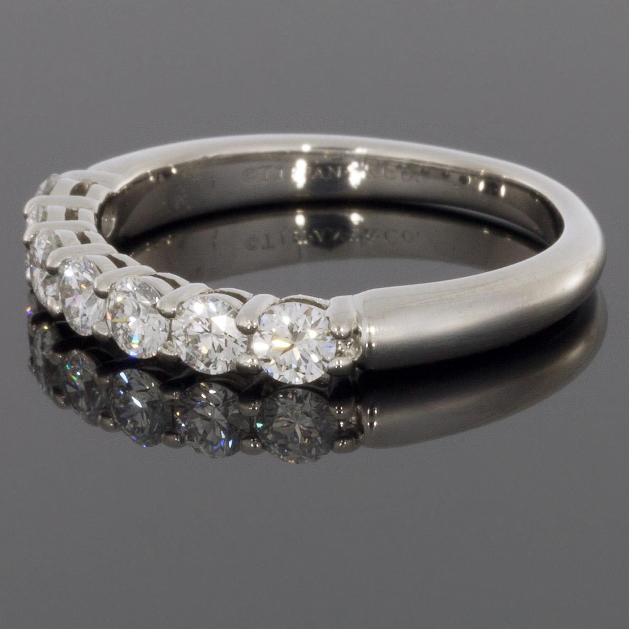 Tiffany & Co. Embrace Platinum 0.57 Carat Round Diamond Wedding Band In Excellent Condition In Columbia, MO