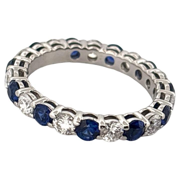 Tiffany & Co. Bracelet éternel Embrace Platinum Diamond & Sapphire 2 Carat Total Eternity Band Excellent état - En vente à Sewickley, PA