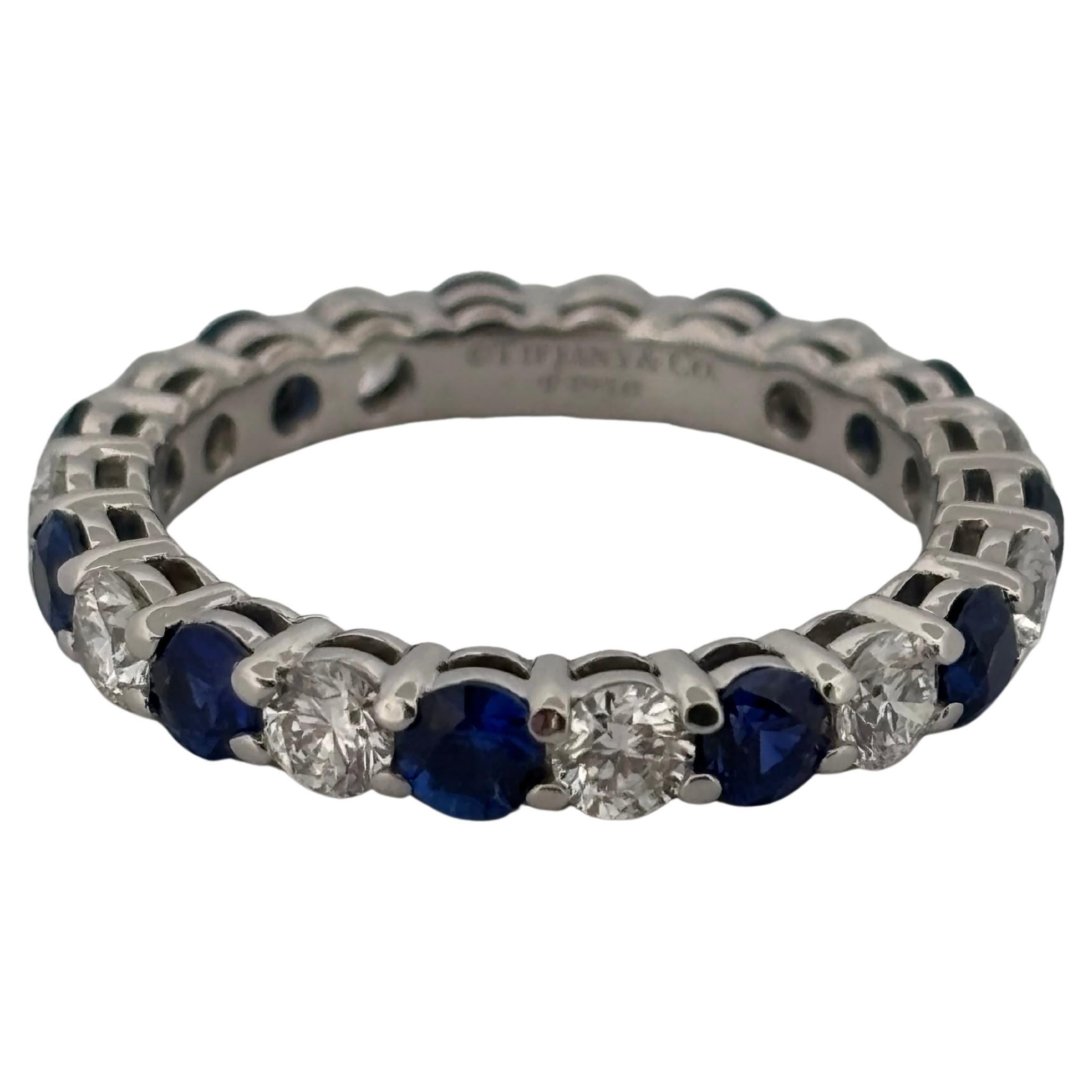 Tiffany & Co. Bracelet éternel Embrace Platinum Diamond & Sapphire 2 Carat Total Eternity Band
