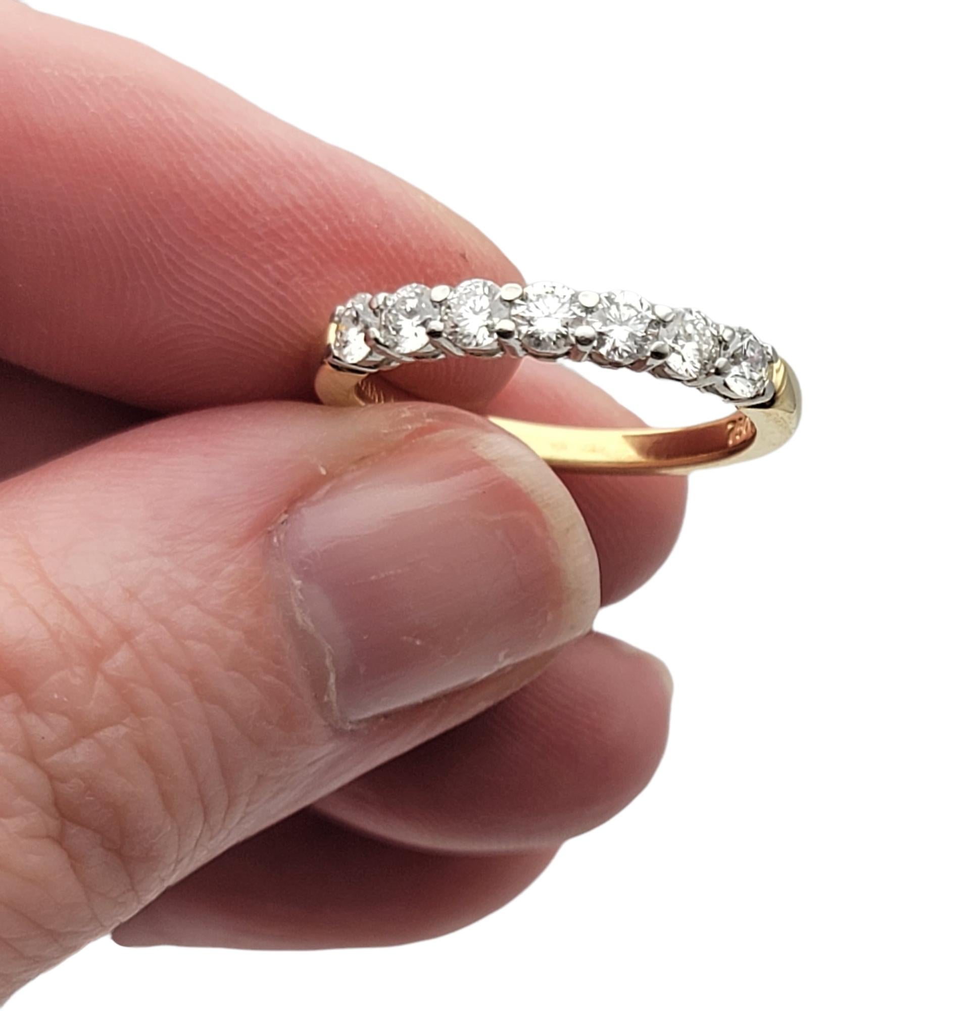 Tiffany & Co. Embrace Semi-Eternity 7 Diamond Band Ring Platinum and Yellow Gold In Excellent Condition For Sale In Scottsdale, AZ