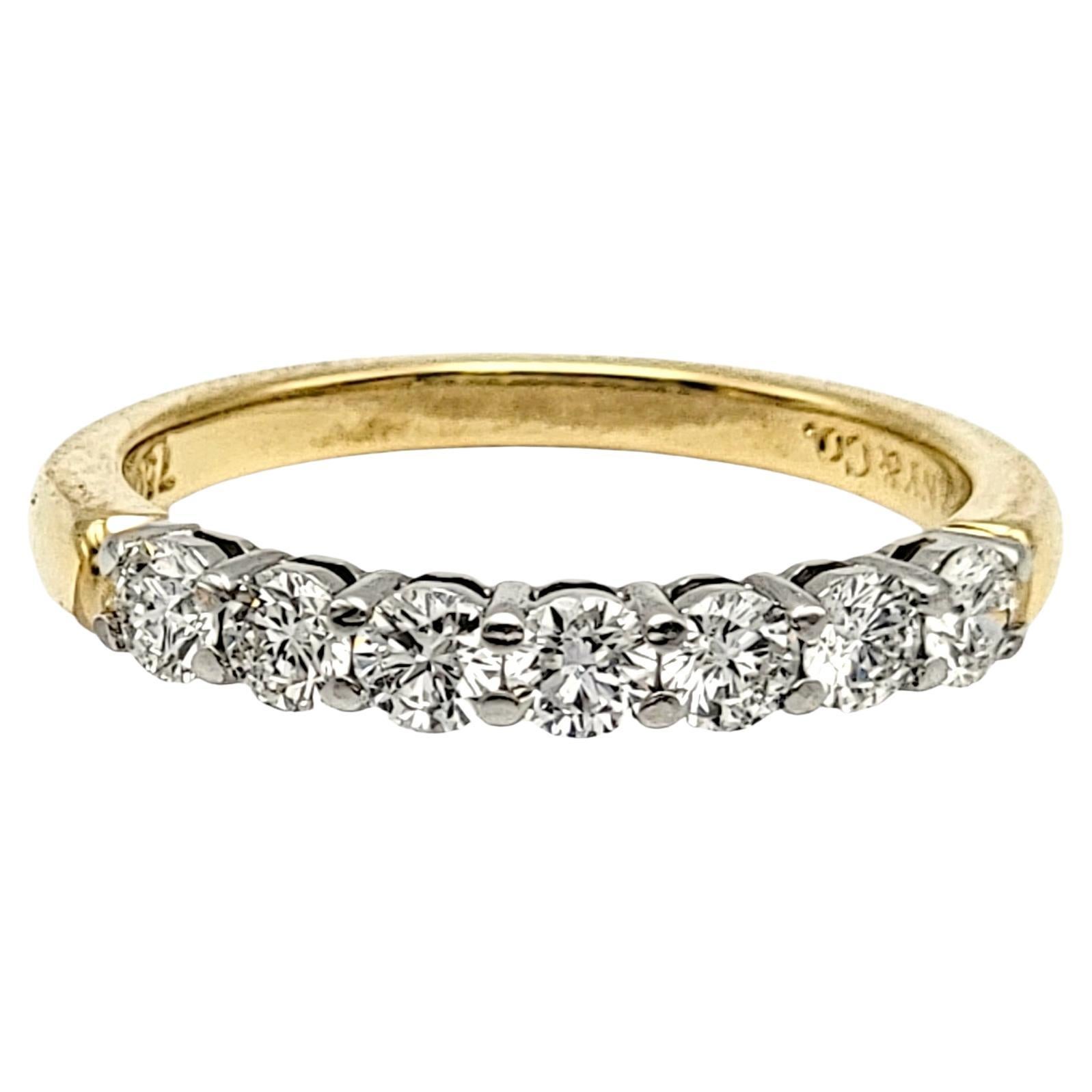 Tiffany & Co. Embrace Semi-Eternity 7 Diamond Band Ring Platinum and Yellow Gold For Sale