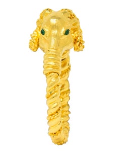 Tiffany & Co. Emerald 18 Karat Yellow Gold Ram Aries Zodiac Ring Scarf Tie