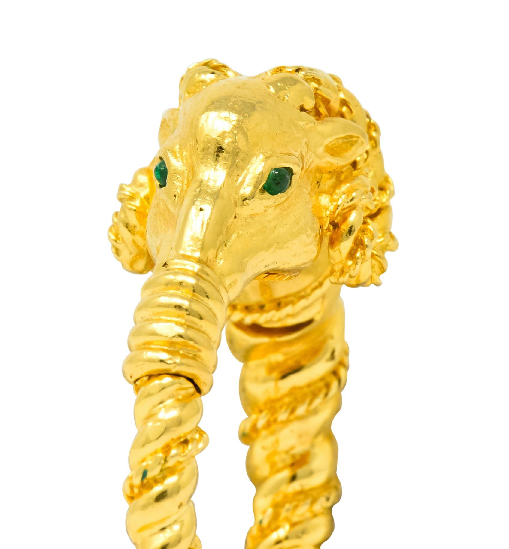 Tiffany & Co. Emerald 18 Karat Yellow Gold Ram Aries Zodiac Ring Scarf Tie 1