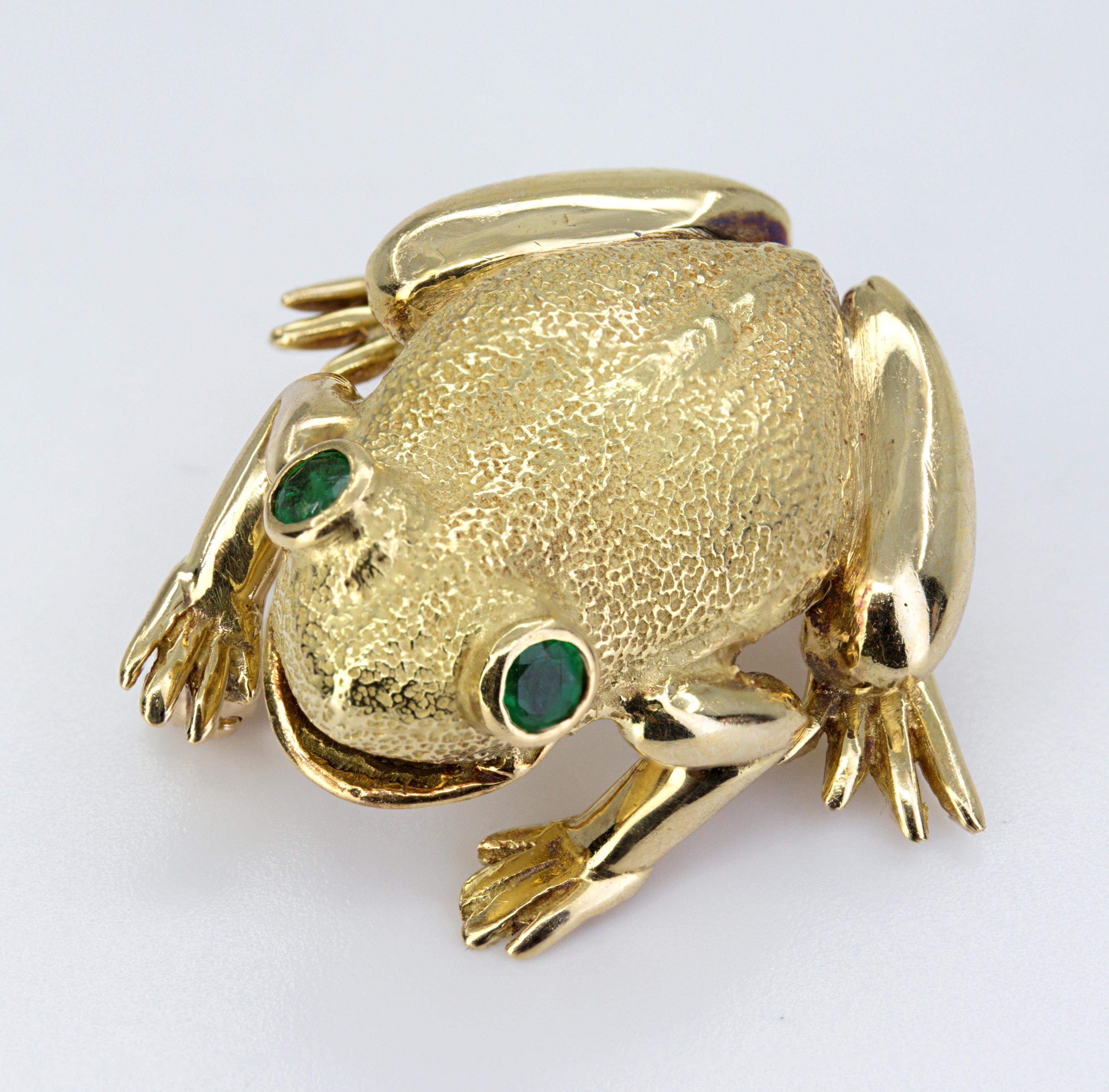 Tiffany & Co., Emerald, 18K Yellow Gold Frog Brooch For Sale 2