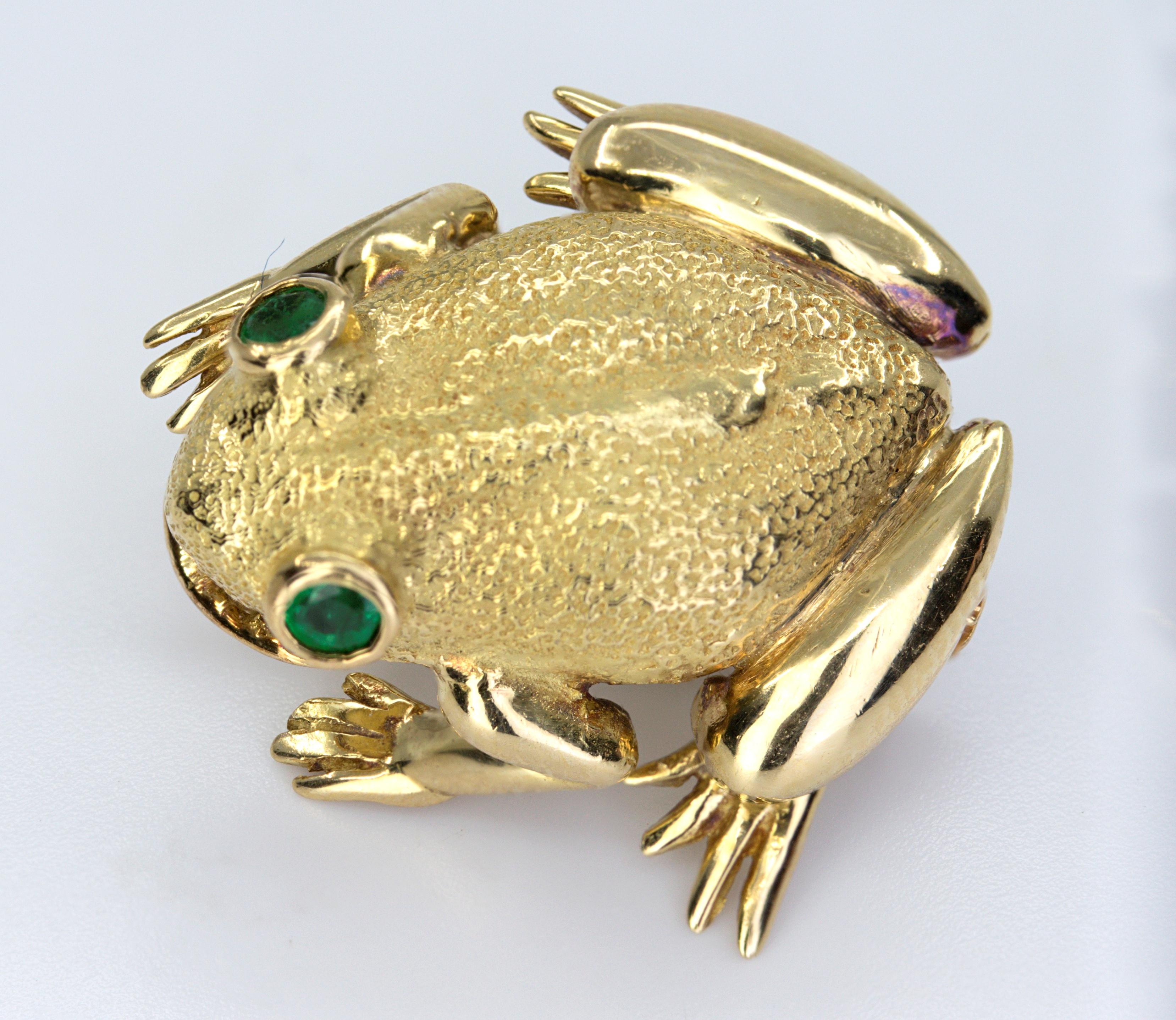 Tiffany & Co., Emerald, 18K Yellow Gold Frog Brooch For Sale 5