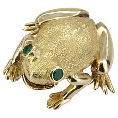 Tiffany & Co. Broche grenouille en or jaune 18 carats et émeraude
