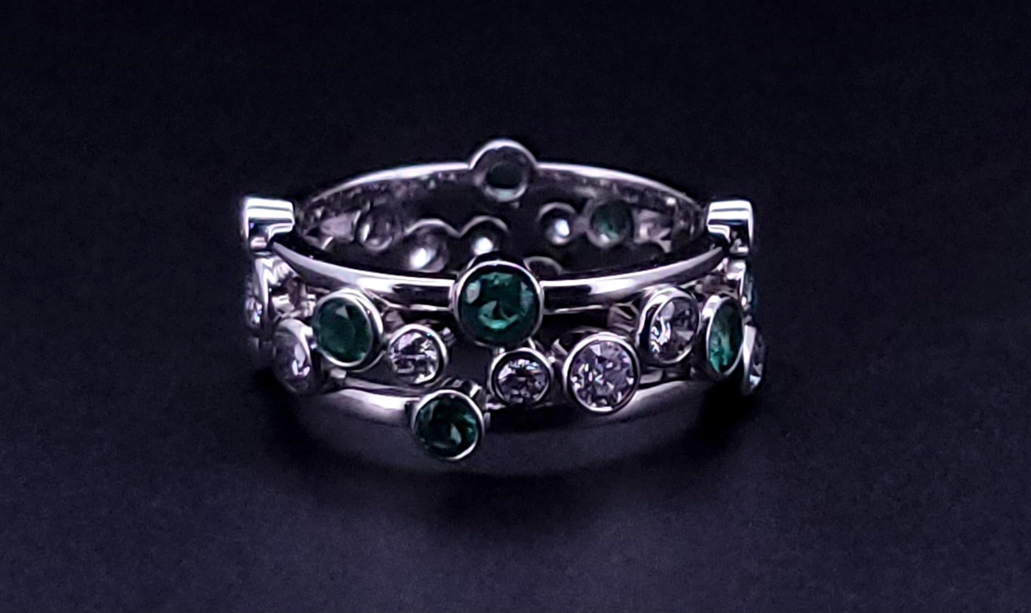 Tiffany & Co. Anillo Burbujas Esmeralda y Diamante en venta 3