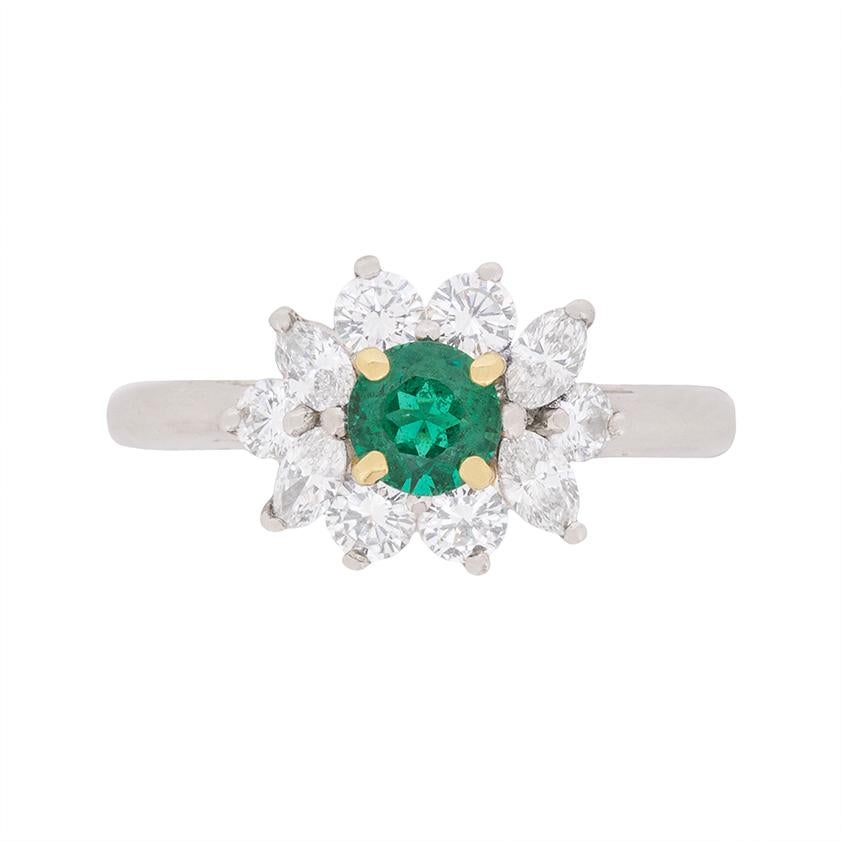 Tiffany & Co. Emerald and Diamond Cluster Ring