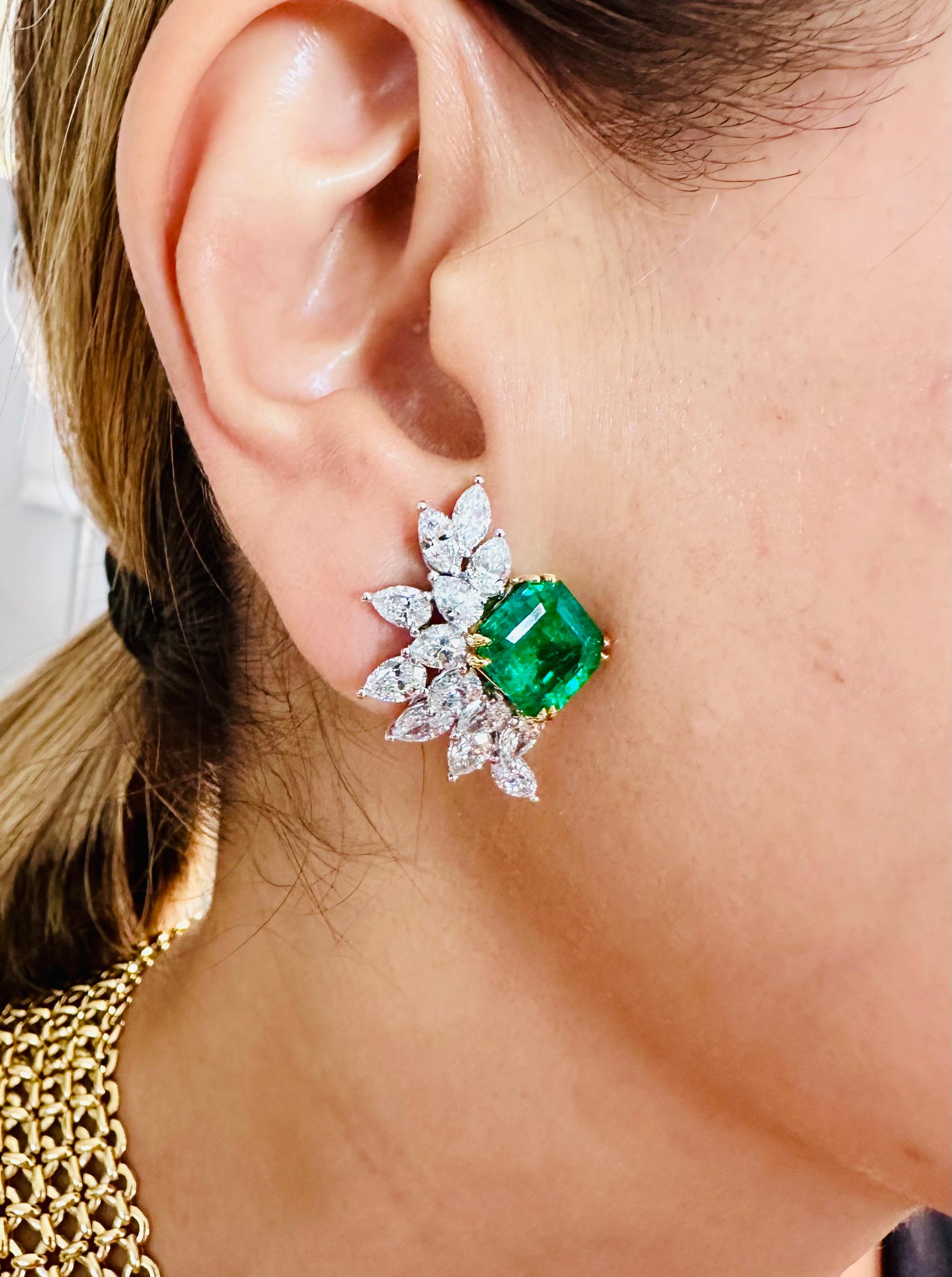 Tiffany & Co. Smaragd und Diamant Ohr Clips Ohrringe für Damen oder Herren