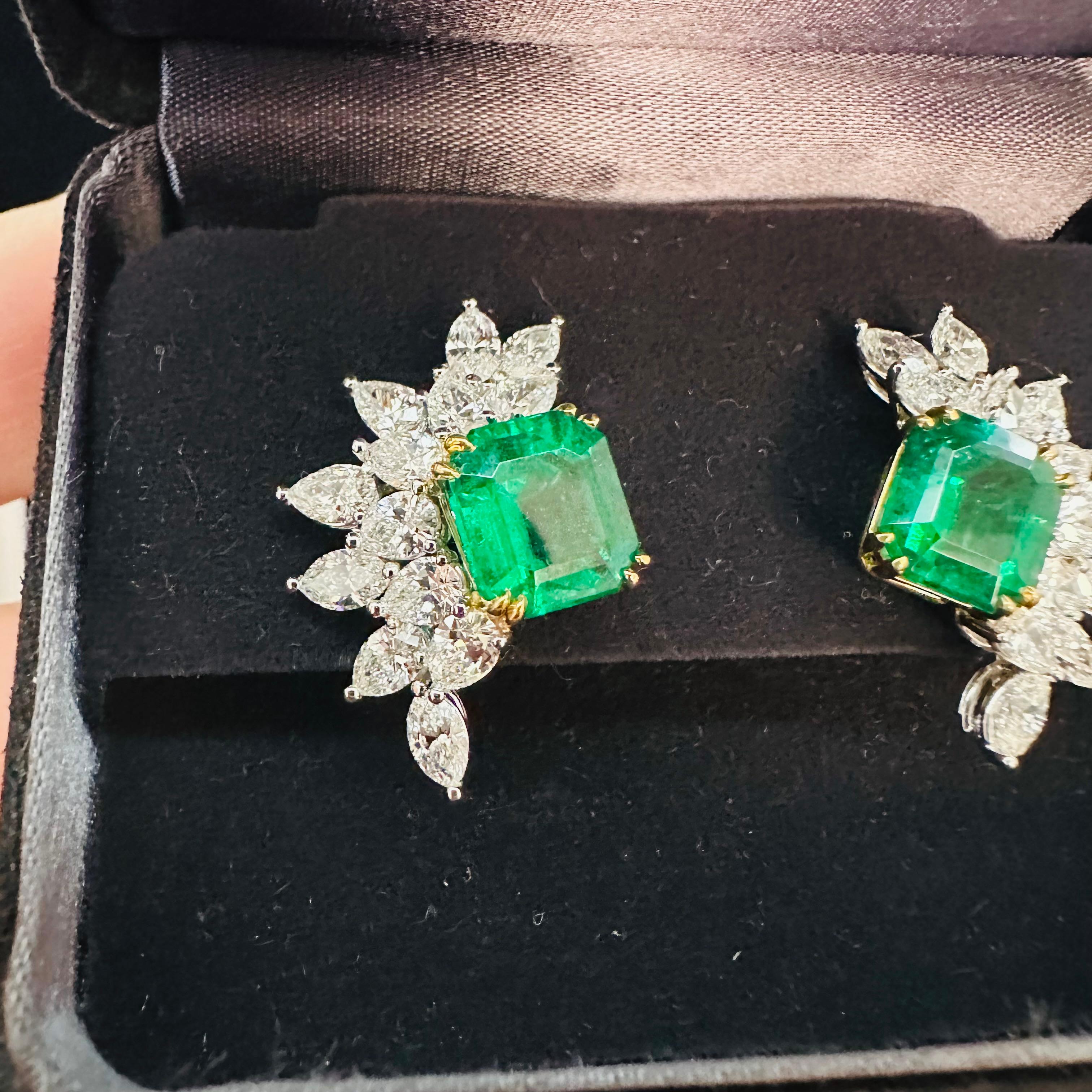 Tiffany & Co. Smaragd und Diamant Ohr Clips Ohrringe 2