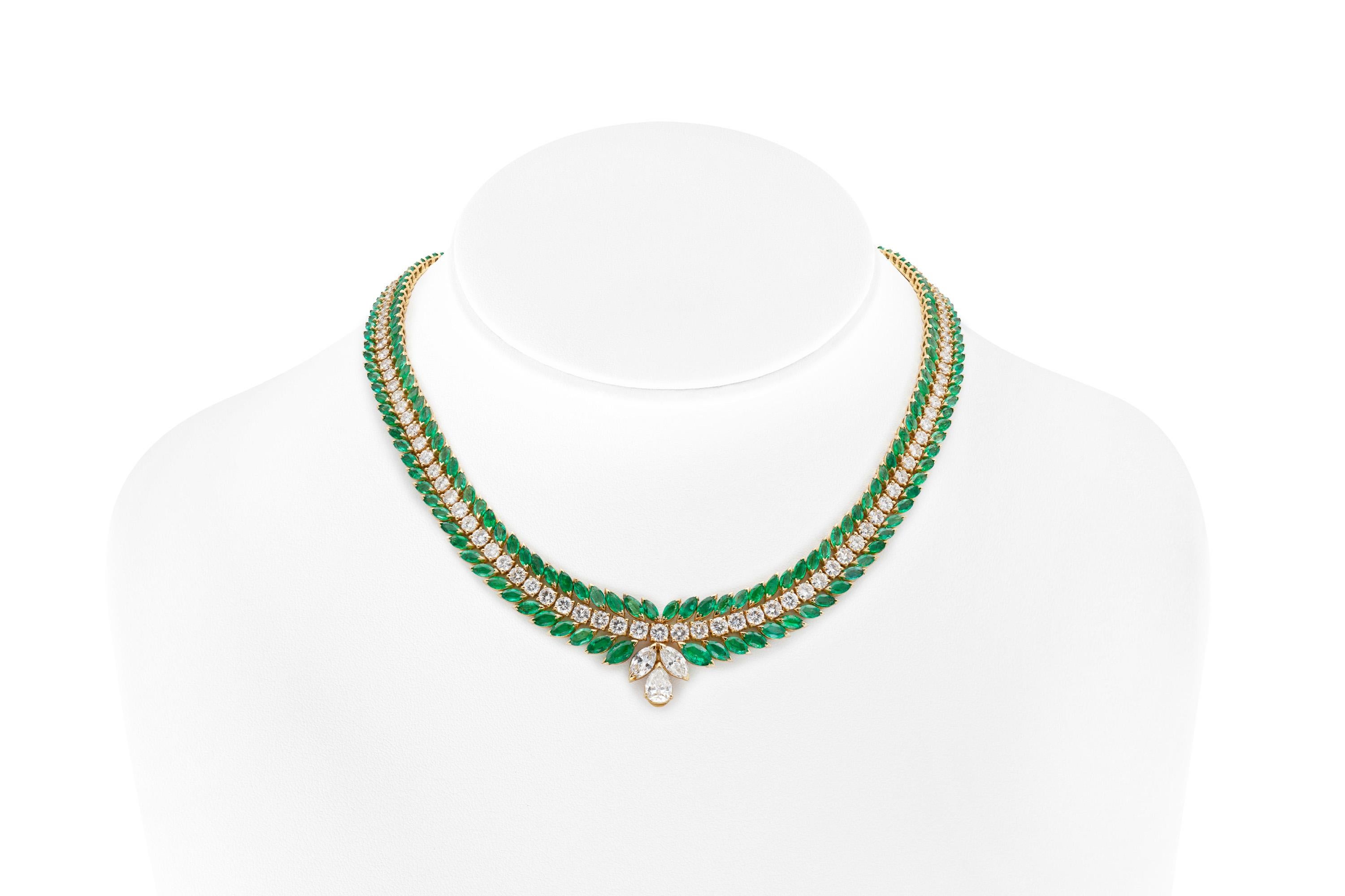 Diamond Leaf Necklace and Earrings Set 