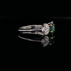 Tiffany & Co. Emerald and Diamond Three Stone Engagement Ring