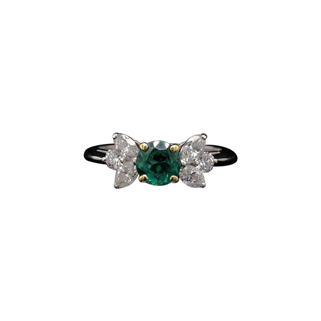Tiffany & Co. Emerald and Diamond Three Stone Engagement Ring