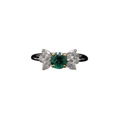 Retro Tiffany & Co. Emerald and Diamond Three Stone Engagement Ring