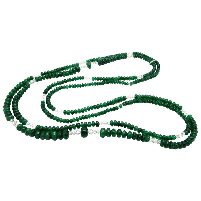 Tiffany & Co., Emerald and Diamond Two Strand Necklace