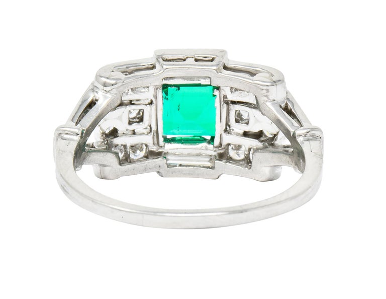 Tiffany and Co. Emerald Baguette Brilliant Diamond Platinum Ring, circa ...