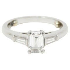 Tiffany & Co.  Emerald Cut Diamond Engagement Platinum Ring