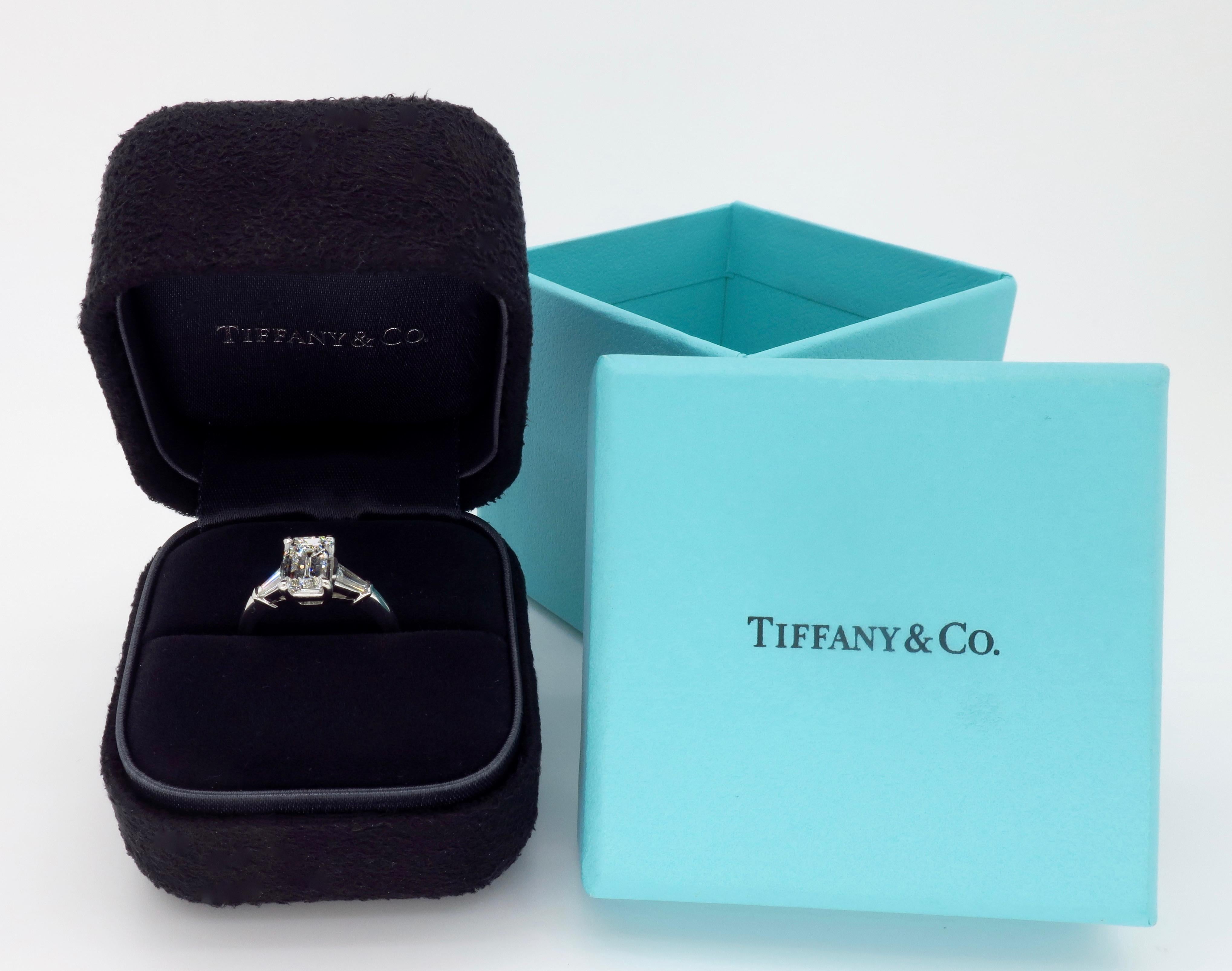Tiffany & Co. Emerald Cut Diamond Engagement Ring 7