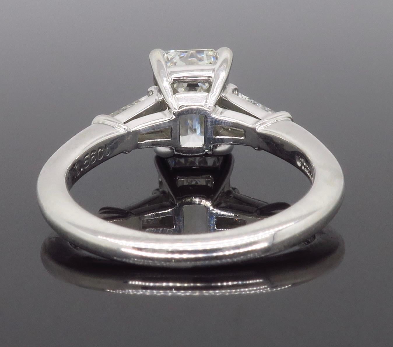 Tiffany & Co. Emerald Cut Diamond Engagement Ring In Excellent Condition In Webster, NY