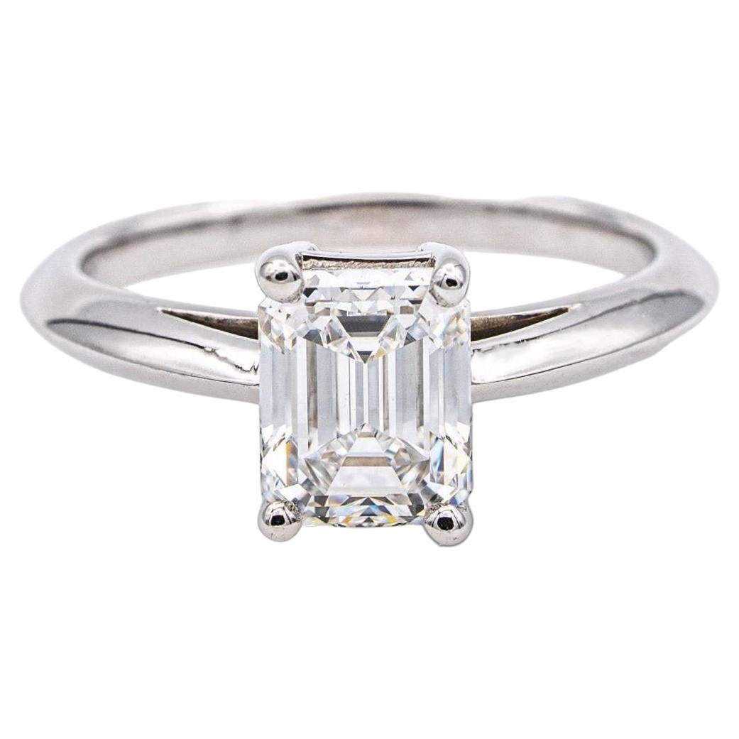 Tiffany & Co. Emerald Cut Diamond Solitaire Engagement Ring 1.38ct FVVS2 in Plat