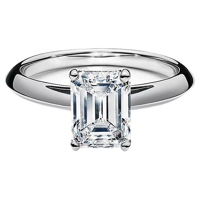Tiffany & Co. Emerald Cut Diamond Solitaire Ring platinum 