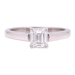 Tiffany & Co. Emerald Diamond 0.79 Carat H VS1Solitaire Ring in Platinum
