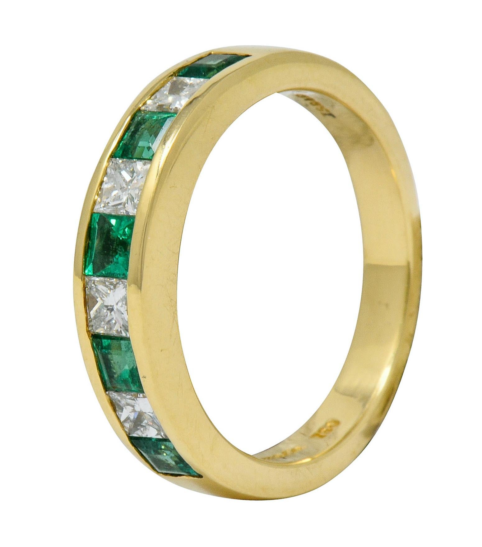 Tiffany & Co. Emerald Diamond 18 Karat Gold Channel Band Ring, circa 1990 1
