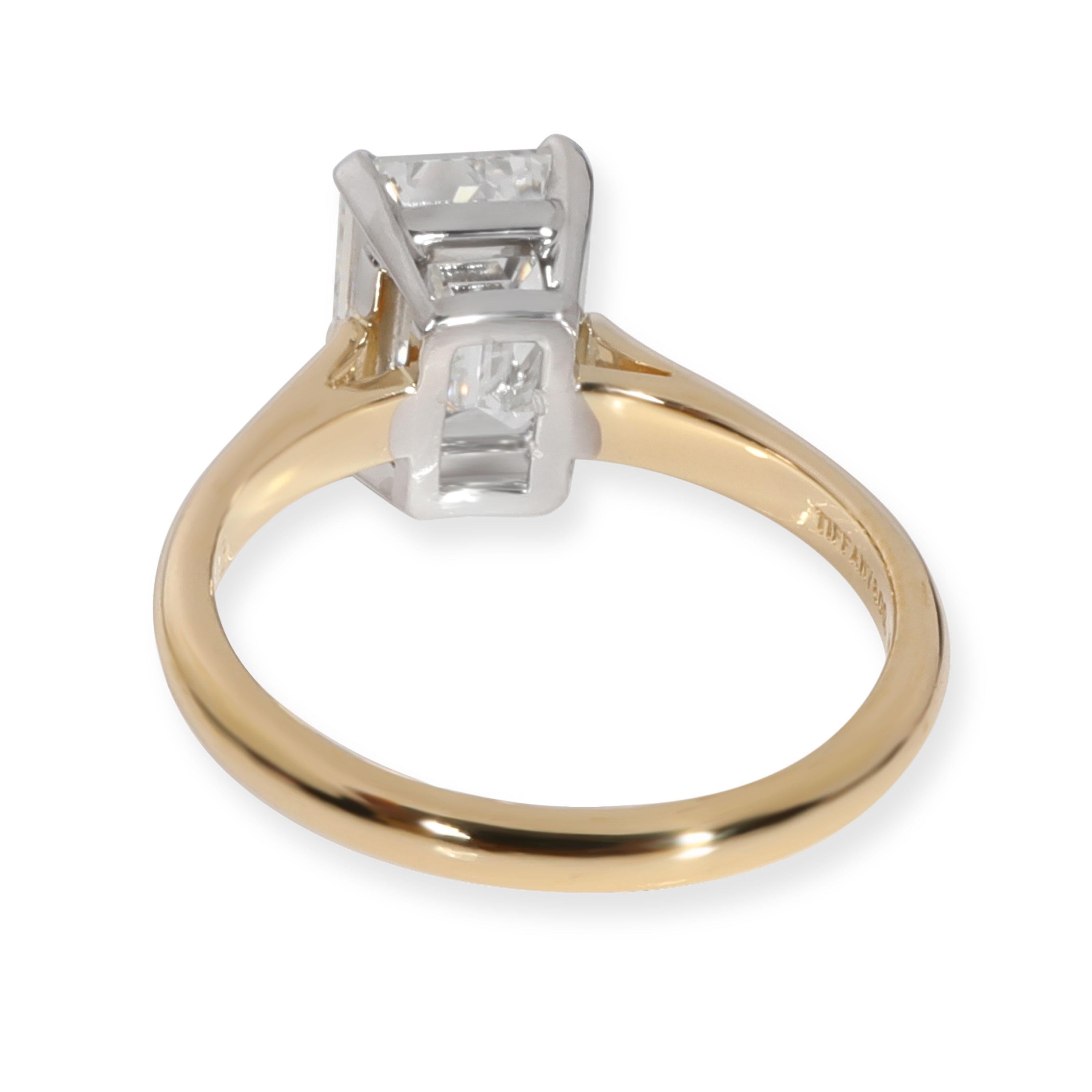 Emerald Cut Tiffany & Co Emerald Diamond Solitaire Ring in 18K Gold/Platinum F VVS2 2.23 CTW