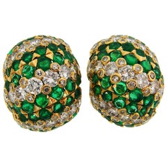 Tiffany & Co. Emerald Diamond Yellow Gold Earrings