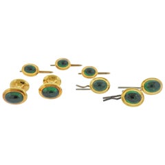 Tiffany & Co. Boutons de manchette or Emerald Stud Button Dress Set