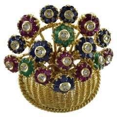 Tiffany & Co. En Tremblant Gemset Gold Flower Basket