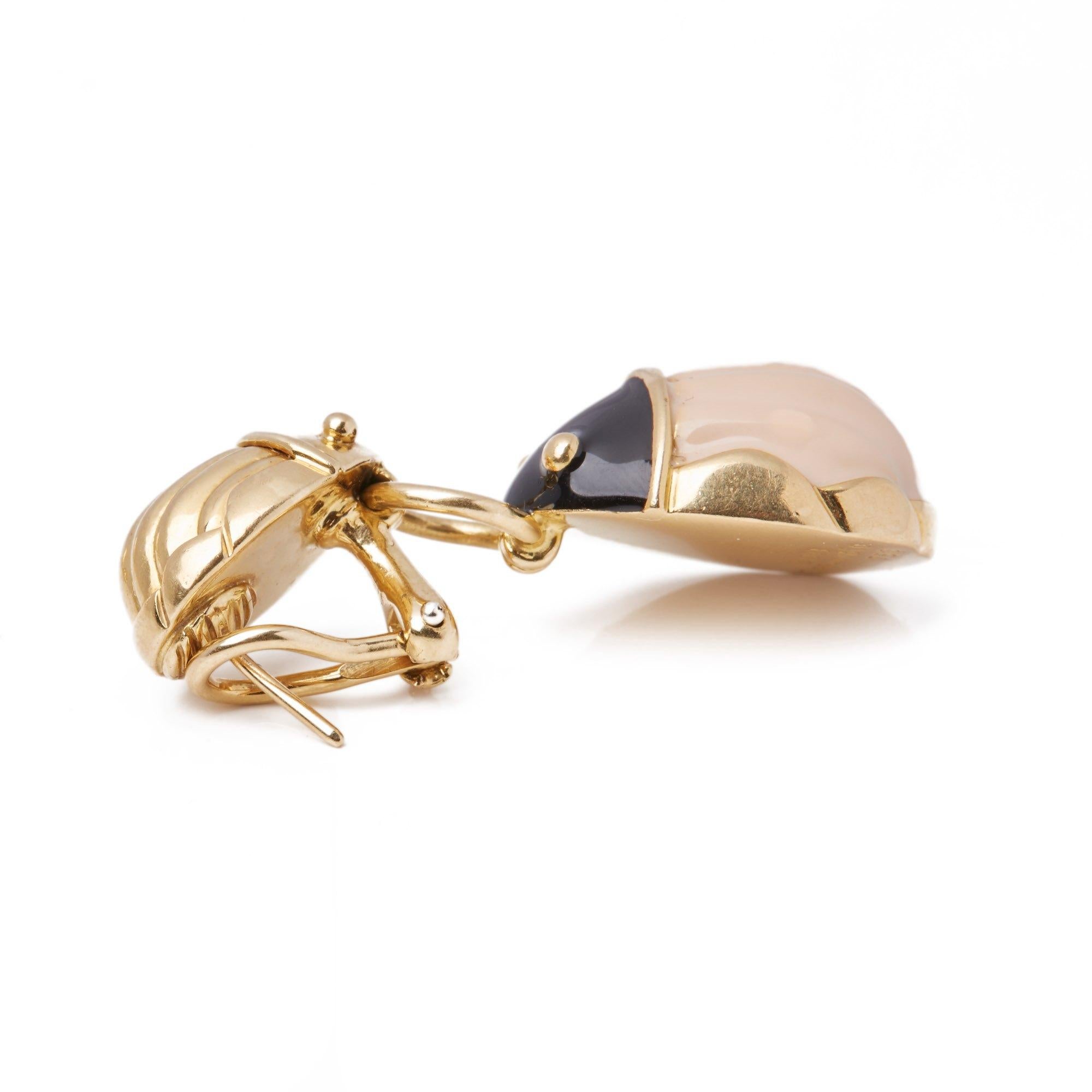 Tiffany & Co. Enamel 18ct Yellow Gold Scarab Beetle Design Earrings In condizioni buone in vendita a Bishop's Stortford, Hertfordshire