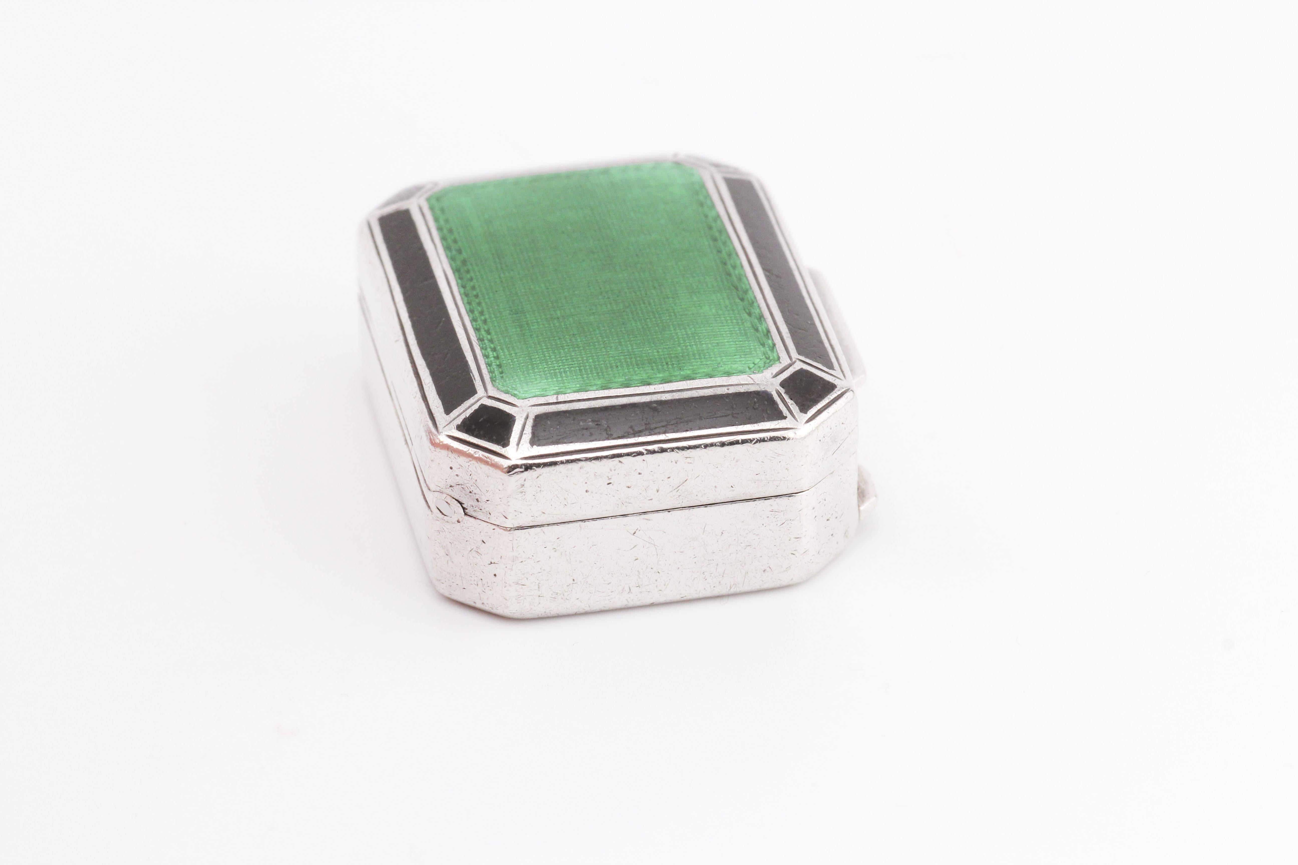 Women's or Men's Tiffany & Co. Enamel 925 Sterling Silver Pill Box Case