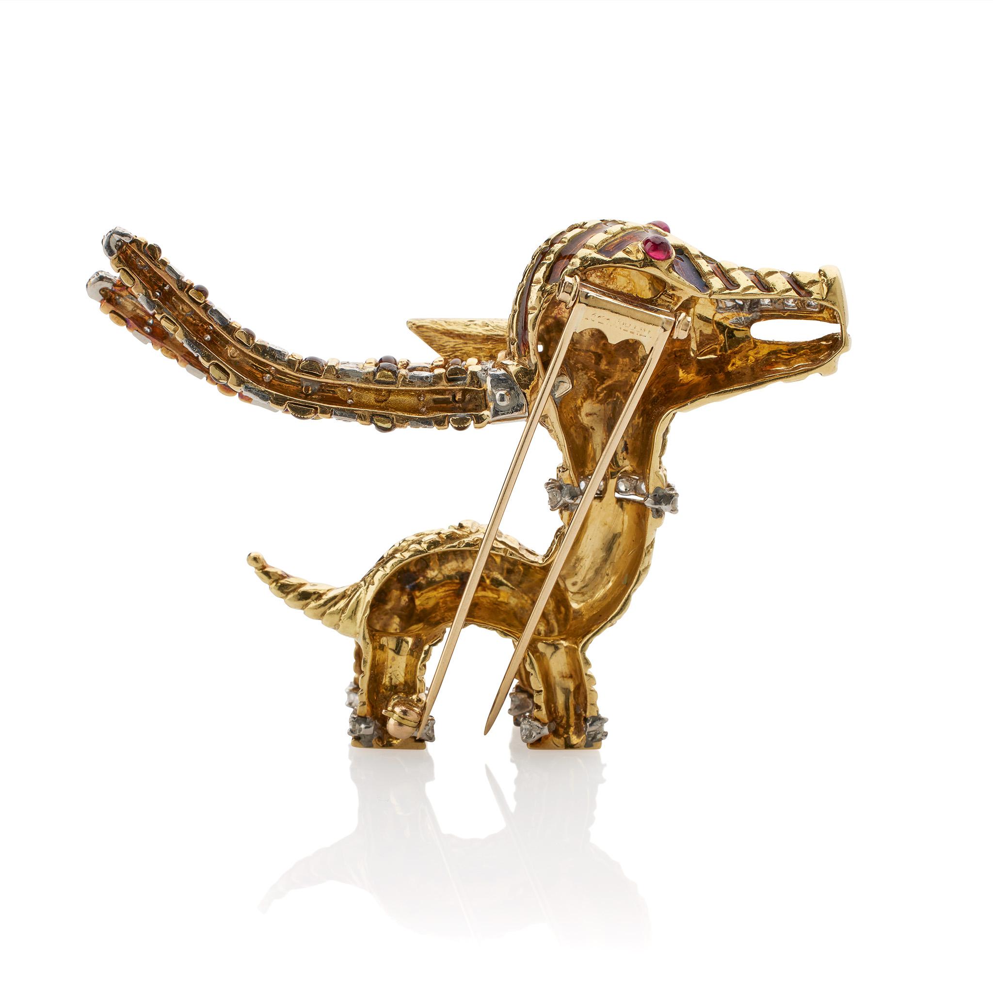Tiffany & Co. Spilla Antelope in smalto e diamanti di Aldo Cipullo In condizioni ottime a New York, NY